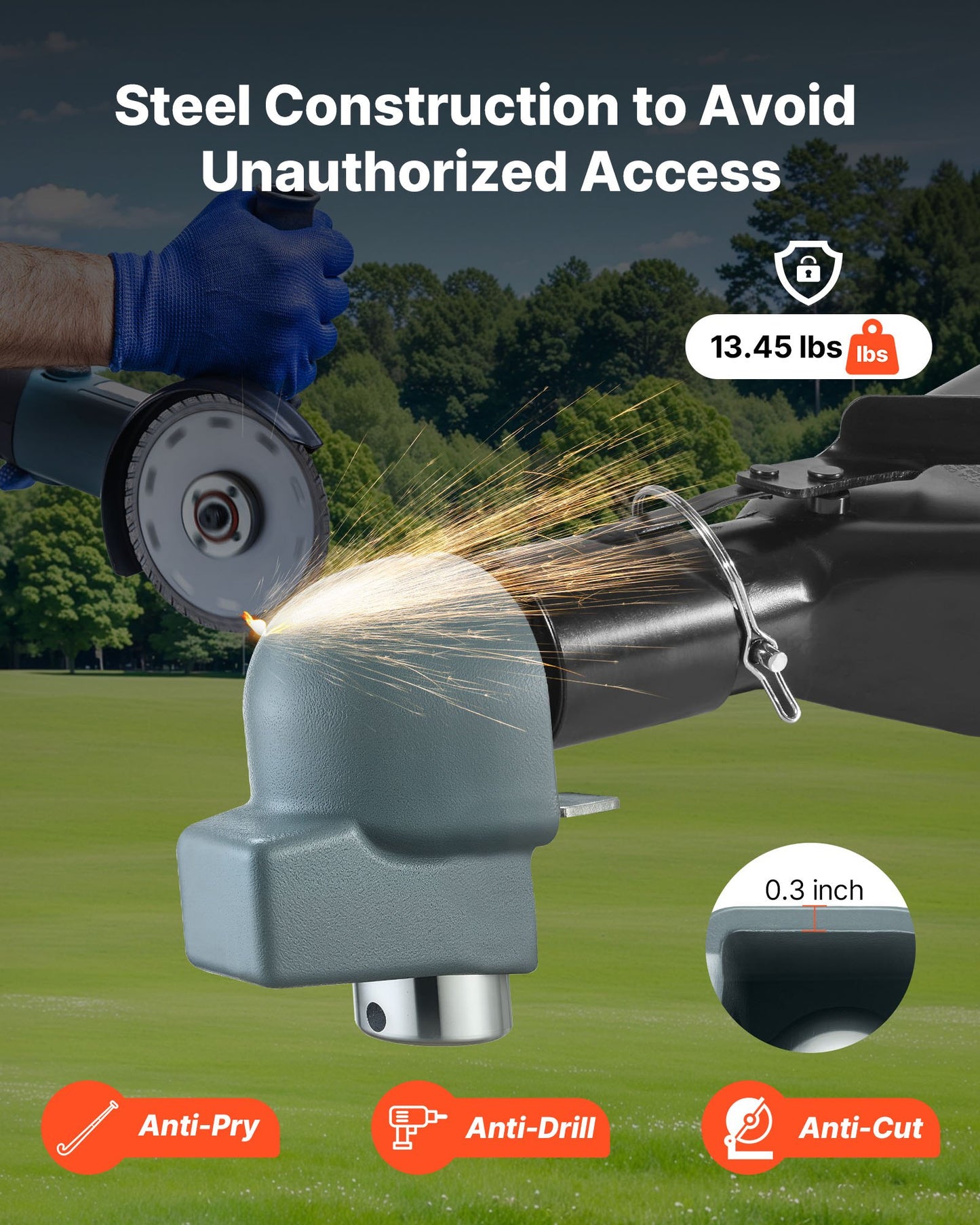 Trailer Coupler Lock, Fits 2-5/16-Inch Cast/Bulldog Trailer Couplers, Heavy Duty Trailer Hitch Lock with 3 Keys, Corrision-resistant, Anti-Theft Coupler Ball Locks for RV, Trailer, Boat, Black