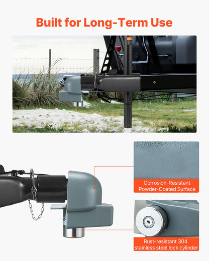 Trailer Coupler Lock, Fits 2-5/16-Inch Cast/Bulldog Trailer Couplers, Heavy Duty Trailer Hitch Lock with 3 Keys, Corrision-resistant, Anti-Theft Coupler Ball Locks for RV, Trailer, Boat, Black