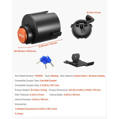 Anhängerkupplungsschloss passt für 2-5/16-Zoll-Kupplungen, Hochleistungs-Anhängerschloss | EU