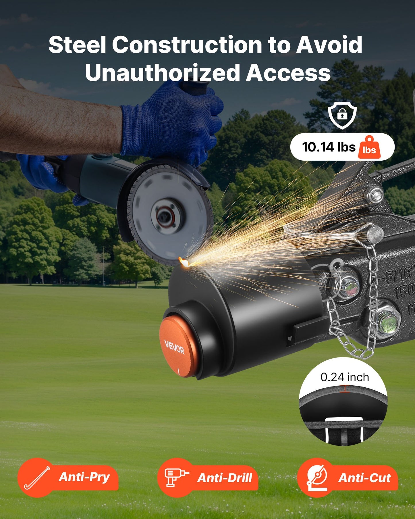 Trailer Lock, Fits 2-5/16-Inch Cast Ball Couplers, Heavy Duty Hitch Lock with 3 Keys Secures Security Chains, Corrision-resistant, Anti-Theft RV Trailer Locks for RV, Trailer, Boat