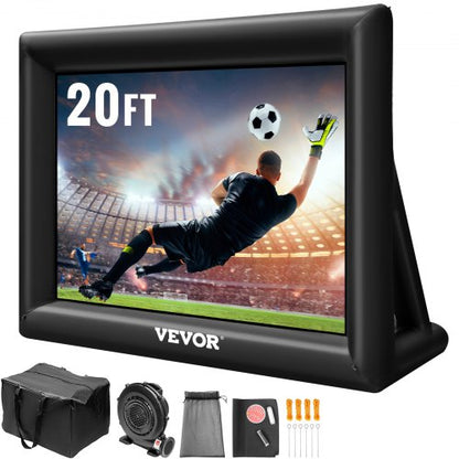 Inflatable Movie Screen 20FT Inflatable Projector Screen for outside with 350W Air Blower Inflatable Screen Oxford Fabric Material Blow Up Screen for Outdoor Movie Supports Front/Rear Projection