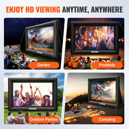 Inflatable Movie Screen 20FT Inflatable Projector Screen for outside with 350W Air Blower Inflatable Screen Oxford Fabric Material Blow Up Screen for Outdoor Movie Supports Front/Rear Projection