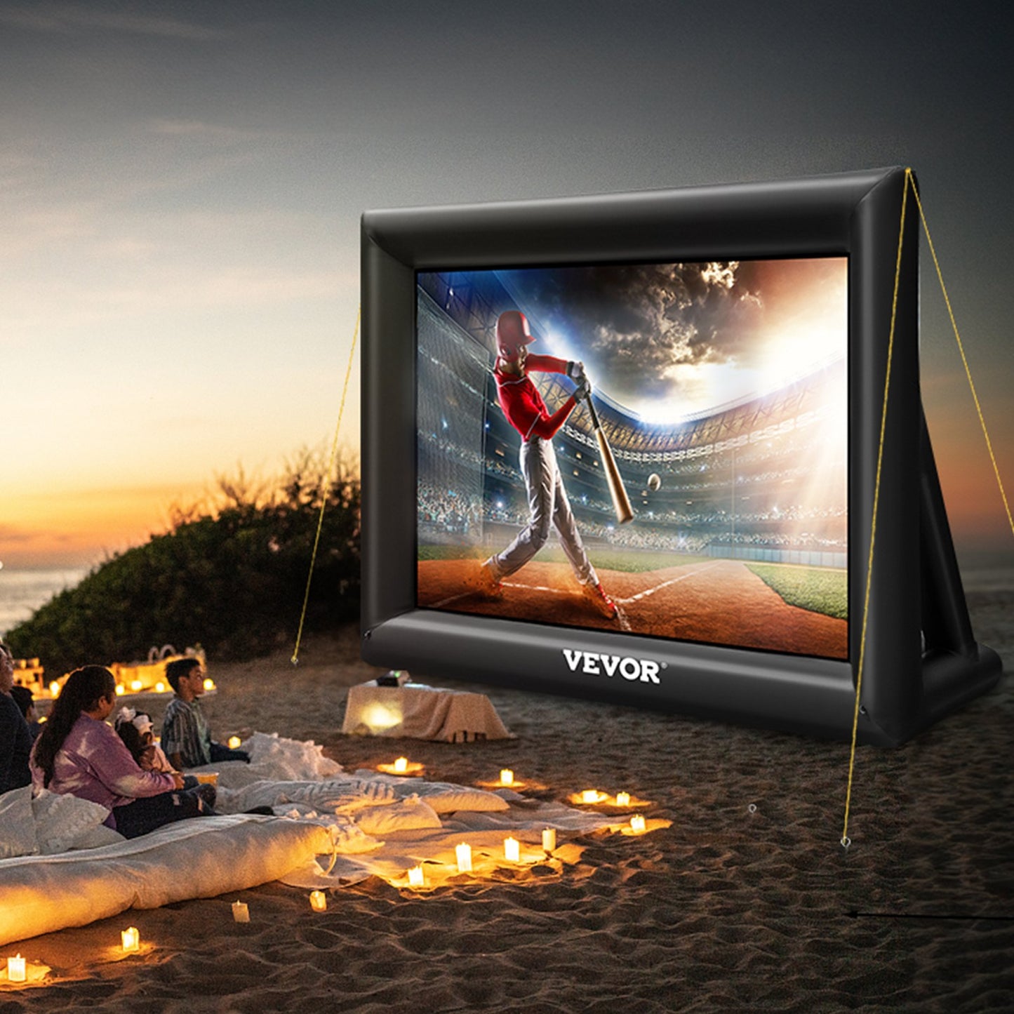 Inflatable Movie Screen 20FT Inflatable Projector Screen for outside with 350W Air Blower Inflatable Screen Oxford Fabric Material Blow Up Screen for Outdoor Movie Supports Front/Rear Projection