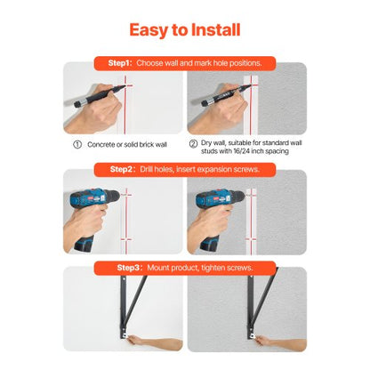 Pull Up Bar Väggmonterad Kraftig Chin Up Bar Hemmagym Justerbart Djup