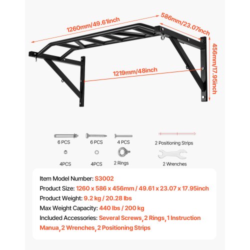 Pull Up Bar Multi Grip Väggmonterad Chin Up Bars Robust Hemmagym