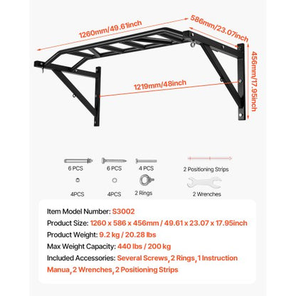 Pull Up Bar Multi Grip Väggmonterad Chin Up Bars Robust Hemmagym