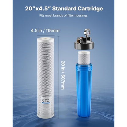 Wasserfilterkartusche für das ganze Haus, 4,5 x 20 Zoll, CTO Carbon, 2er-Pack
