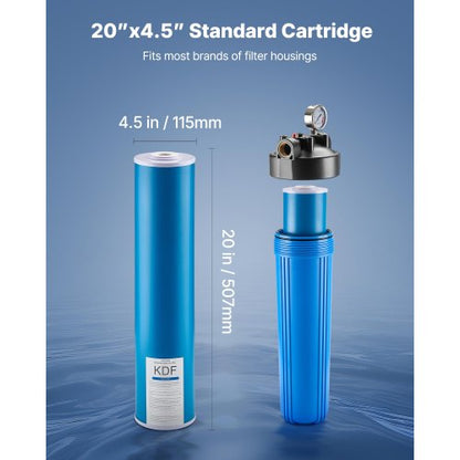 Wasserfilterkartusche für das ganze Haus, 4,5 x 20 Zoll, KDF Home Filter