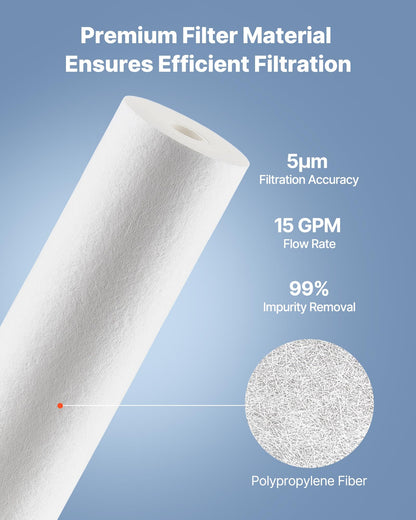 Whole House Water Filter Replacement Cartridge, 4.5" x 20" Polypropylene Sediment Filter for 3-Stage Whole Home Water Filtration System, Reduce Sand, Rust, Chlorine, Bad Taste, Odor