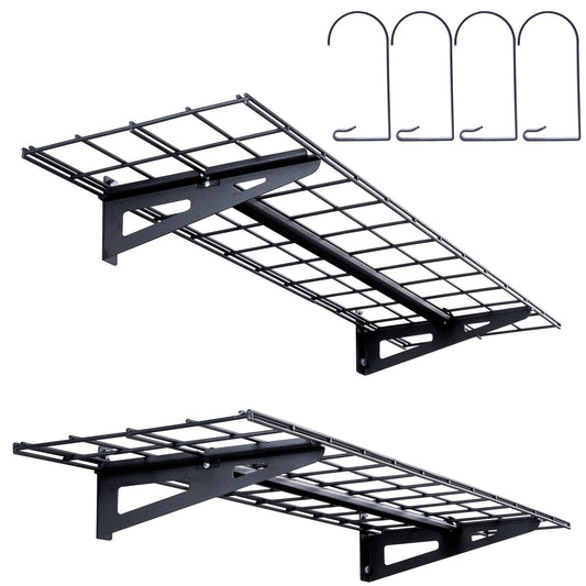 Garage Storage Shelves, 2-Pack, 4 x 1 ft Heavy Duty Garage Shelves Wall Mounted, 400 lbs Load Capacity (Total) Garage Storage Rack Floating Shelves, Suitable for Shop, Shed, Garage Storage