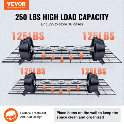 Garage Storage Shelves, 2-Pack, 4 x 2 ft. Heavy Duty Garage Shelves Wall Mounted, 500 lbs Load Capacity (Total) Garage Storage Rack Floating Shelves, Suitable for Shop, Shed, Garage Storage