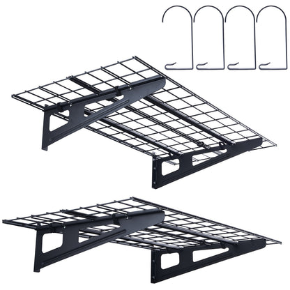 Garage Storage Shelves, 2-Pack, 4 x 2 ft. Heavy Duty Garage Shelves Wall Mounted, 500 lbs Load Capacity (Total) Garage Storage Rack Floating Shelves, Suitable for Shop, Shed, Garage Storage