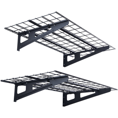 Garage Storage Shelves, 2-Pack, 4 x 2 ft. Heavy Duty Garage Shelves Wall Mounted, 500 lbs Load Capacity (Total) Garage Storage Rack Floating Shelves, Suitable for Shop, Shed, Garage Storage