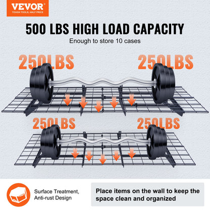 Garage Storage Shelves, 2-Pack, 6 x 2 ft. Heavy Duty Garage Shelves Wall Mounted, 1000 lbs Load Capacity (Total) Garage Storage Rack Floating Shelves, Suitable for Shop, Shed, Garage Storage