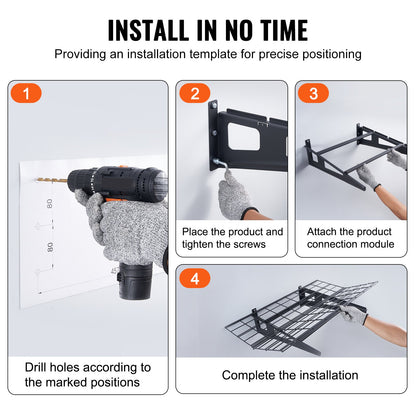 Garage Storage Shelves, 2-Pack, 6 x 2 ft. Heavy Duty Garage Shelves Wall Mounted, 1000 lbs Load Capacity (Total) Garage Storage Rack Floating Shelves, Suitable for Shop, Shed, Garage Storage