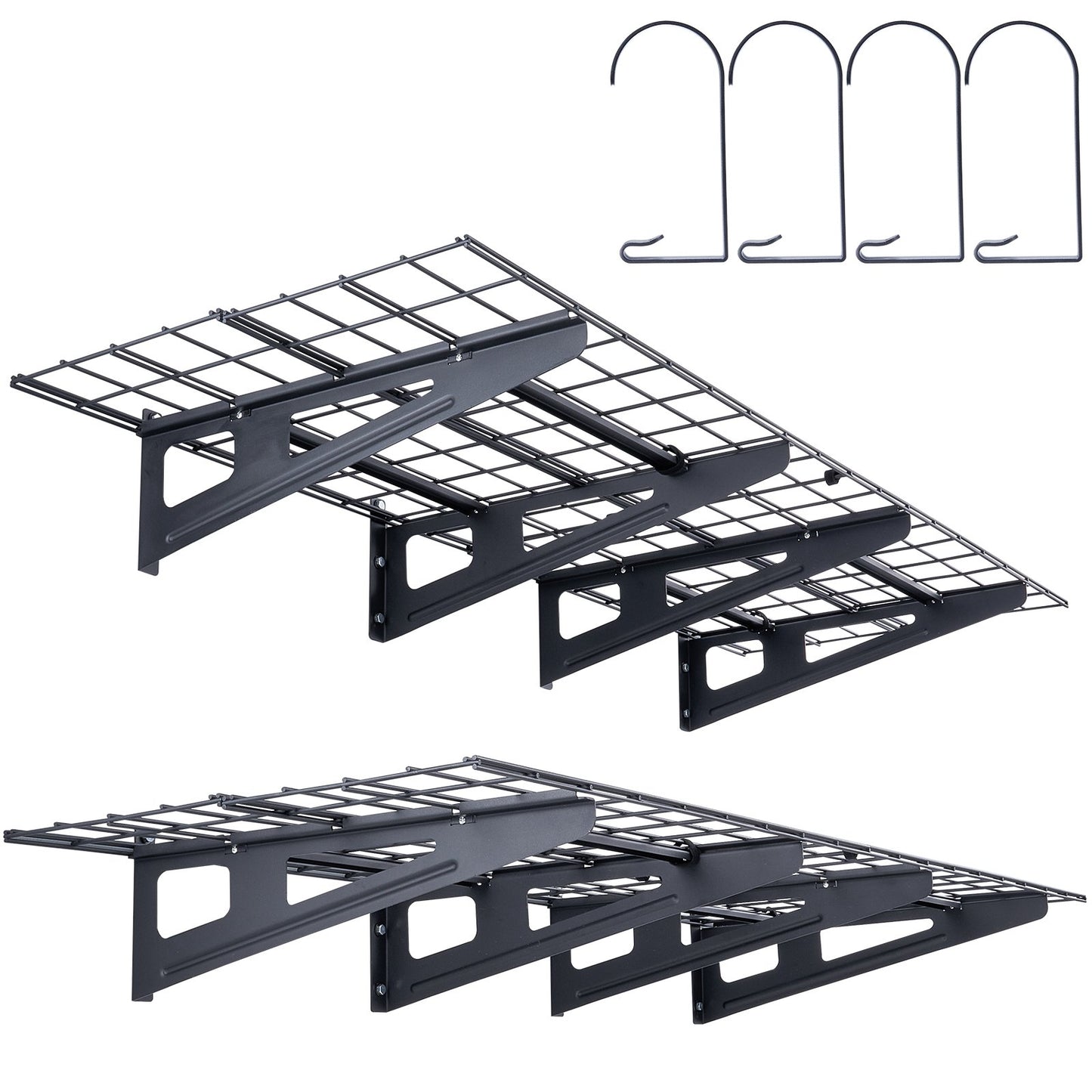 Garage Storage Shelves, 2-Pack, 6 x 2 ft. Heavy Duty Garage Shelves Wall Mounted, 1000 lbs Load Capacity (Total) Garage Storage Rack Floating Shelves, Suitable for Shop, Shed, Garage Storage