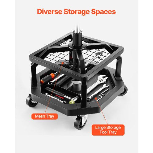 Rullande Verkstadspall Justerbar Höjd Garagestol 136 kg Last med Hjul
