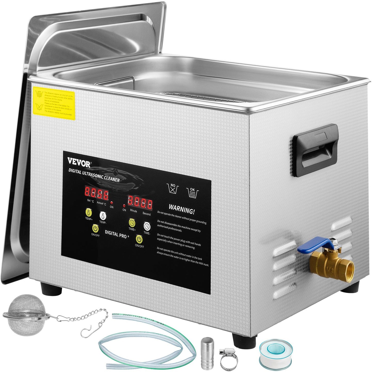 15L Digital Ultrasonic Cleaner Heater Timer 600W 40KHz Cleaning Machine
