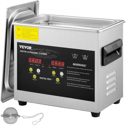 3L Upgraded Ultrasonic Cleaner (200W Heater,120W Ultrasonic) Professional Digital Lab Ultrasonic Parts Cleaner with Heater Timer for Jewelry Glasses Parts Cleaning