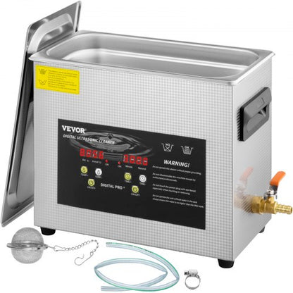 6L Upgraded Ultrasonic Cleaner (400W Heater,180W Ultrasonic) Professional Digital Lab Ultrasonic Parts Cleaner with Heater Timer for Jewelry Glasses Instruments Cleaning