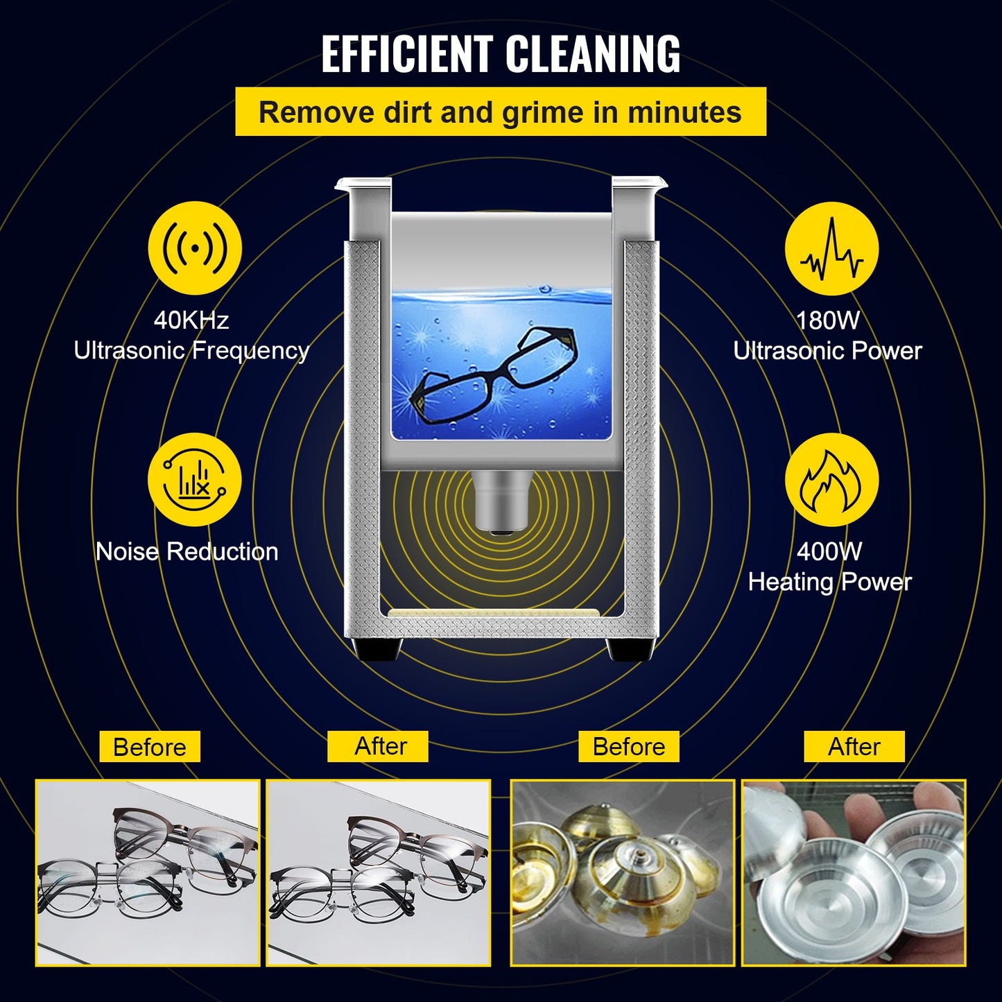 6L Upgraded Ultrasonic Cleaner (400W Heater,180W Ultrasonic) Professional Digital Lab Ultrasonic Parts Cleaner with Heater Timer for Jewelry Glasses Instruments Cleaning