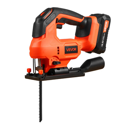 Cordless Jig Saw, 20 V, 3000 SPM Blade Speed, Cordless Jigsaw with Battery and Charger, LED Light, 6 Variable Speed, 0- 45° Bevel Cuts, with 6 pcs Blades, 4 Orbital Settings, for Wood, Metal