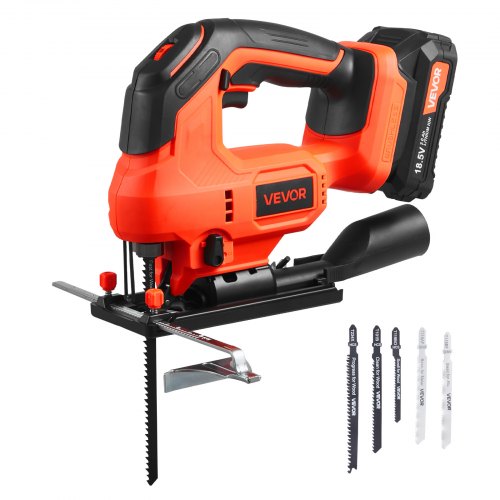 Cordless Jig Saw, 20 V Brushless Motor, 3500 SPM Blade Speed, Cordless Jigsaw with 6 pcs Blades, LED Light, 6 Variable Speed, 0- 45° Bevel Cuts, 4 Orbital Settings, for Wood and Metal Cutting