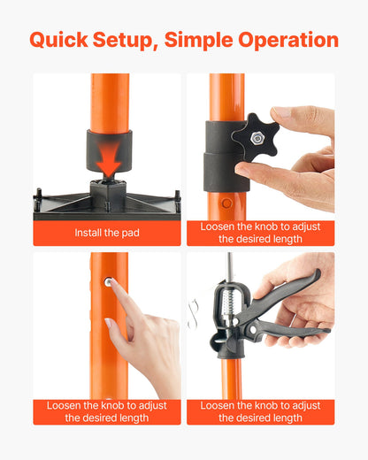 Cabinet Jack Support Pole, 2-Pack, 21.3-60 Inch Steel Telescopic Quick Support Rod, Adjustable 3rd Hand System up to 154 lbs Capacity for Installing Cabinets, Lifting Drywall, Cargo Bars