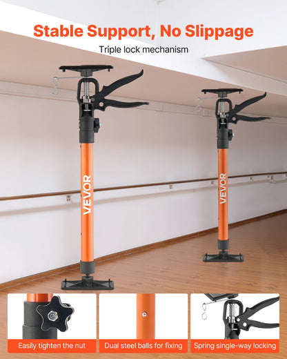 Cabinet Jack Support Pole, 2-Pack, 21.3-60 Inch Steel Telescopic Quick Support Rod, Adjustable 3rd Hand System up to 154 lbs Capacity for Installing Cabinets, Lifting Drywall, Cargo Bars
