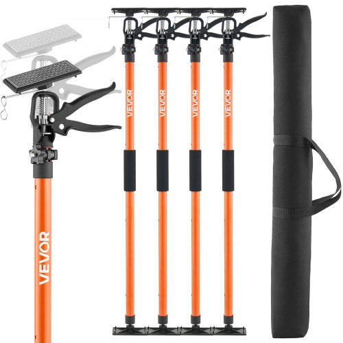Cabinet Jack Support Pole, 4-Pack, 45.7-114.2 Inch Steel Telescopic Quick Support Rod, Adjustable 3rd Hand System up to 154 lbs Capacity for Installing Cabinets, Lifting Drywall, Cargo Bars
