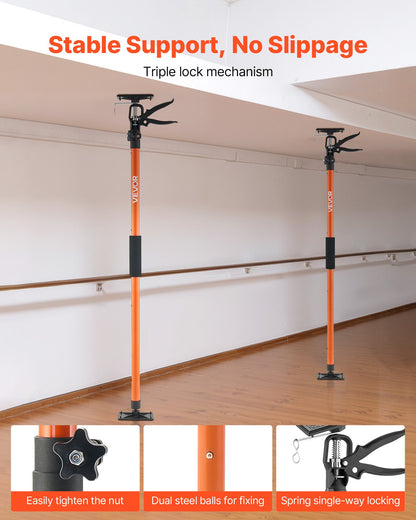 Cabinet Jack Support Pole, 8-Pack, 45.7-114.2 Inch Steel Telescopic Quick Support Rod, Adjustable 3rd Hand System up to 154 lbs Capacity for Installing Cabinets, Lifting Drywall, Cargo Bars