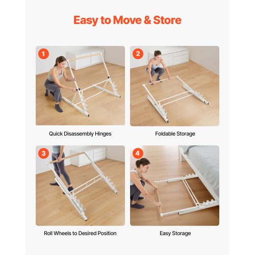 Balettstång, Fristående Bärbar Stång, Träningsutrustning för Hemmaträning för Mage, Armar, Styrke och Konditionsträning, Lättförvarade Hopfällbara Stretchande Dansstänger, Höjdjusterbara i 4 Nivåer |  EU