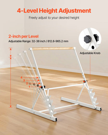 Ballet Barre, 3 ft Freestanding Portable Barre Bar, Home Fitness Exercise Equipment for Abs, Arms, Strength, and Cardio, Easy to Store Foldable Stretching Dance Bars, 4 Level Height Adjustable