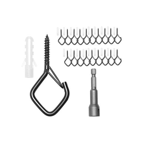 20 PCS Q-Hanger Hooks, 2.17 in Q Hanger String Light Hooks Outdoor, Heavy Duty Outdoor Screw Hooks with Security Buckle, for Hanging Outdoor String Lights, Christmas Lights, Cups, Decors (Black)