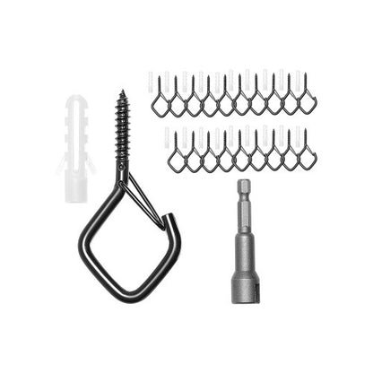 20 PCS Q-Hanger Hooks, 2.17 in Q Hanger String Light Hooks Outdoor, Heavy Duty Outdoor Screw Hooks with Security Buckle, for Hanging Outdoor String Lights, Christmas Lights, Cups, Decors (Black)