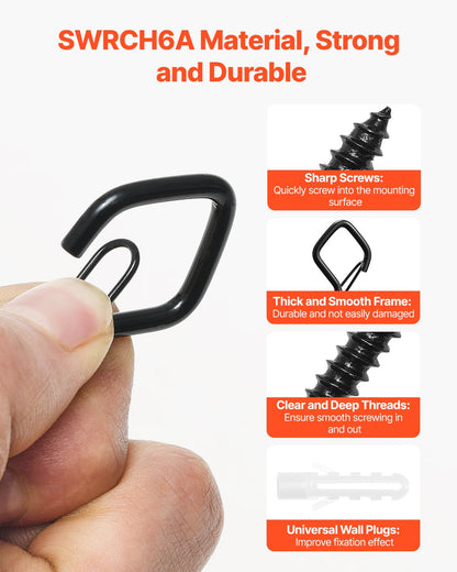 20 PCS Q-Hanger Hooks, 2.17 in Q Hanger String Light Hooks Outdoor, Heavy Duty Outdoor Screw Hooks with Security Buckle, for Hanging Outdoor String Lights, Christmas Lights, Cups, Decors (Black)