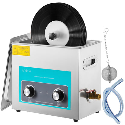 Ultrasonic Vinyl Record Cleaner 6L 40kHz Vinyl Ultrasonic Cleaner Knob Control Record Ultrasonic Cleaner 8 Records Vinyl Sonic Cleaner Stainless Steel Tank with Mechanical Heater &amp; Timer