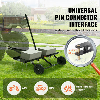 Bogsering bakom Dethatcher 48" Lawn Dethatcher Rake för ATV eller gräsklippare 24 pinnar