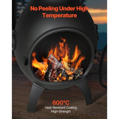 18 tums Chiminea vedeldad eldstad för utomhusbruk med grillnät och skorstensbeklädnad