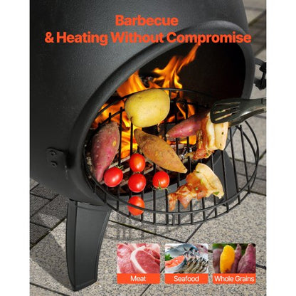 18 tums Chiminea vedeldad eldstad för utomhusbruk med grillnät och skorstensbeklädnad