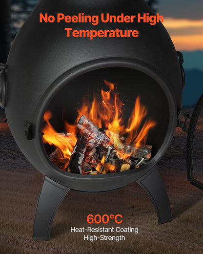 22 Zoll Chiminea Outdoor-Aluminiumkamin mit Grillnetz und Kaminstein