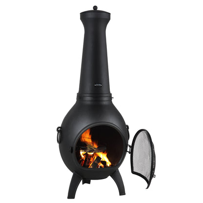 22 Zoll Chiminea Outdoor-Aluminiumkamin mit Grillnetz und Kaminstein