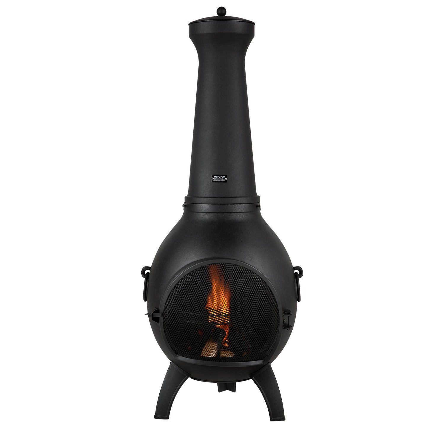 22 Zoll Chiminea Outdoor-Aluminiumkamin mit Grillnetz und Kaminstein