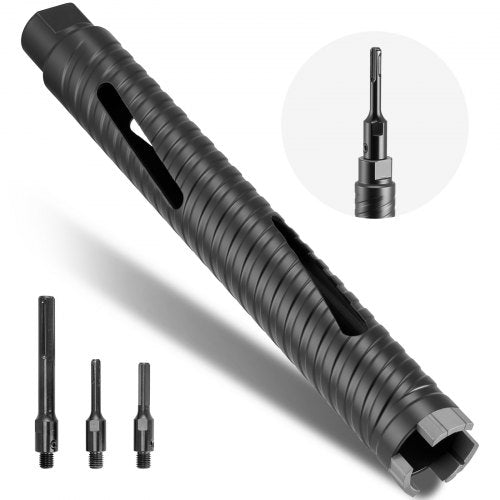 Core Drill Bit, 1-1/2 inch Diameter, 9-1/2 inch Drilling Depth, 5/8-11 Internal Thread, Diamond Dry Coring Bit with 3 Adapters, Pilot Drill and Hex Wrench, for Concrete, Red Bricks, and Masonry