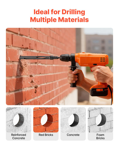 Core Drill Bit, 1 inch Diameter, 9-1/2 inch Drilling Depth, 5/8-11 Internal Thread, Diamond Dry Coring Bit with 3 Adapters, Pilot Drill and Hex Wrench, for Concrete, Red Bricks, and Masonry
