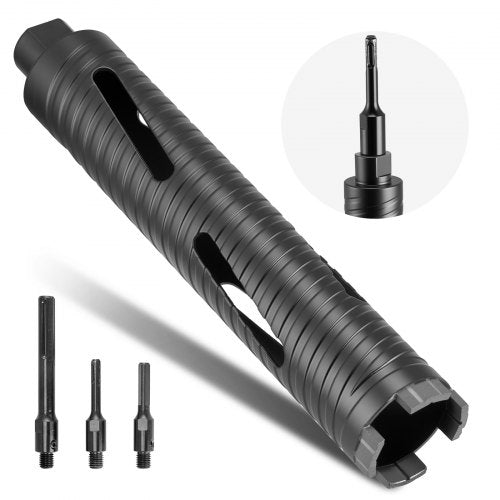 Core Drill Bit, 2 inch Diameter, 9-1/2 inch Drilling Depth, 5/8-11 Internal Thread, Diamond Dry Coring Bit with 3 Adapters, Pilot Drill and Hex Wrench, for Concrete, Red Bricks, and Masonry