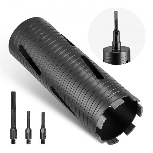 Core Drill Bit, 3-1/2 inch Diameter, 9-1/2 inch Drilling Depth, 5/8-11 Internal Thread, Diamond Dry Coring Bit with 3 Adapters, Pilot Drill and Hex Wrench, for Concrete, Red Bricks, and Masonry