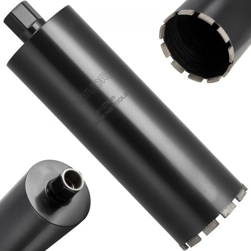 Core Drill Bit, 5 inch Diameter, 14 inch Drilling Depth, 1-1/4 in-7 Internal Thread, High-Precision Welding Technology, Wet Diamond Core Bit for Reinforced Concrete, Red Bricks, and Masonry