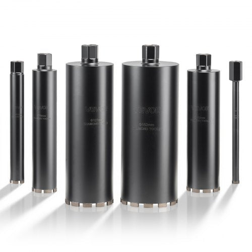 Core Drill Bit, 6 Pieces, 1/2/3/4/5/6 inch Diameter, 14 inch Drilling Depth, 1-1/4 in-7 Internal Thread, High-Precision Welding, Wet Diamond Core Bit for Reinforced Concrete, Bricks, and Masonry