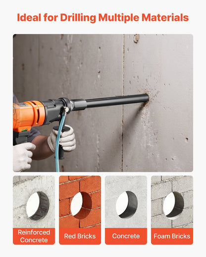 Core Drill Bit, 1-1/2 inch Diameter, 14 inch Drilling Depth, 1-1/4 in-7 Internal Thread, High-Precision Welding Technology, Wet Diamond Core Bit for Reinforced Concrete, Bricks, and Masonry